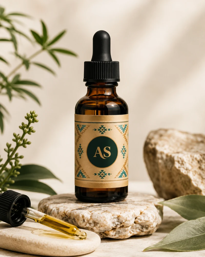 CBD American Shaman oil in an amber dropper bottle
