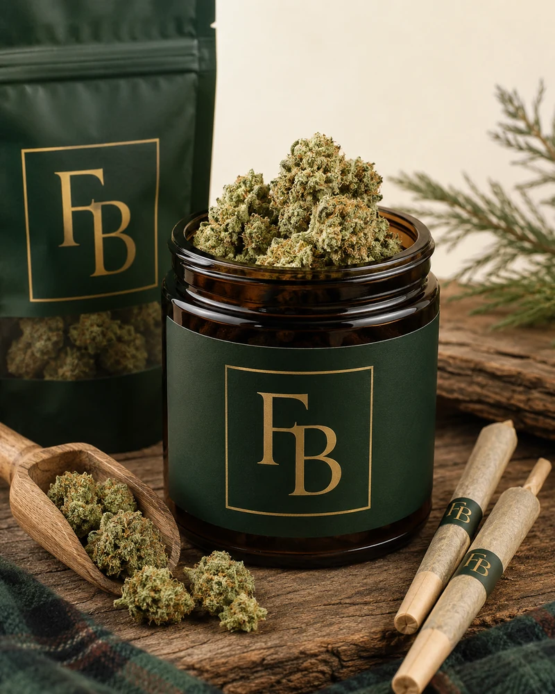 Flannel Boyz CBD flower and pre-rolls in rustic packaging
