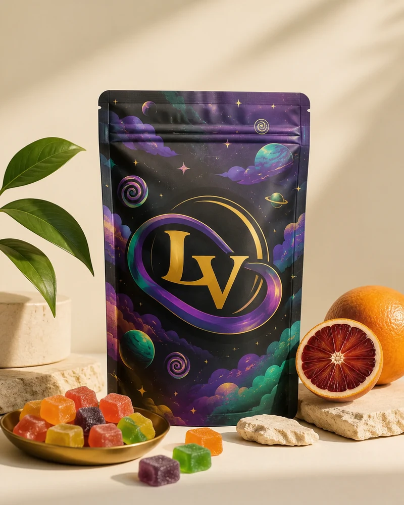 LooperVerse hemp-derived THC gummies in cosmic packaging