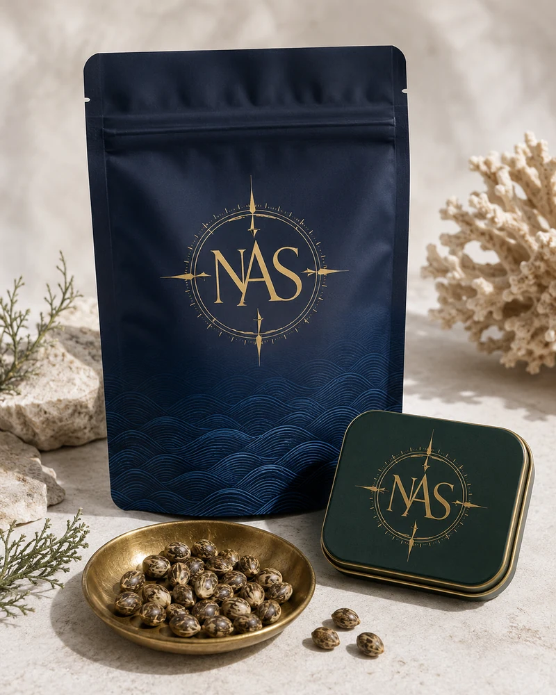 North Atlantic Seed cannabis seeds in navy nautical packaging
