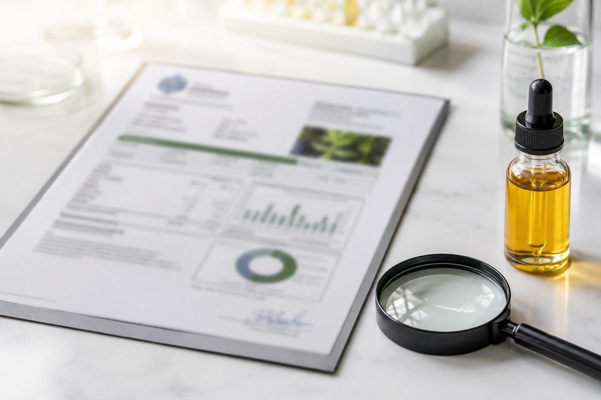 Lab report with magnifying glass
